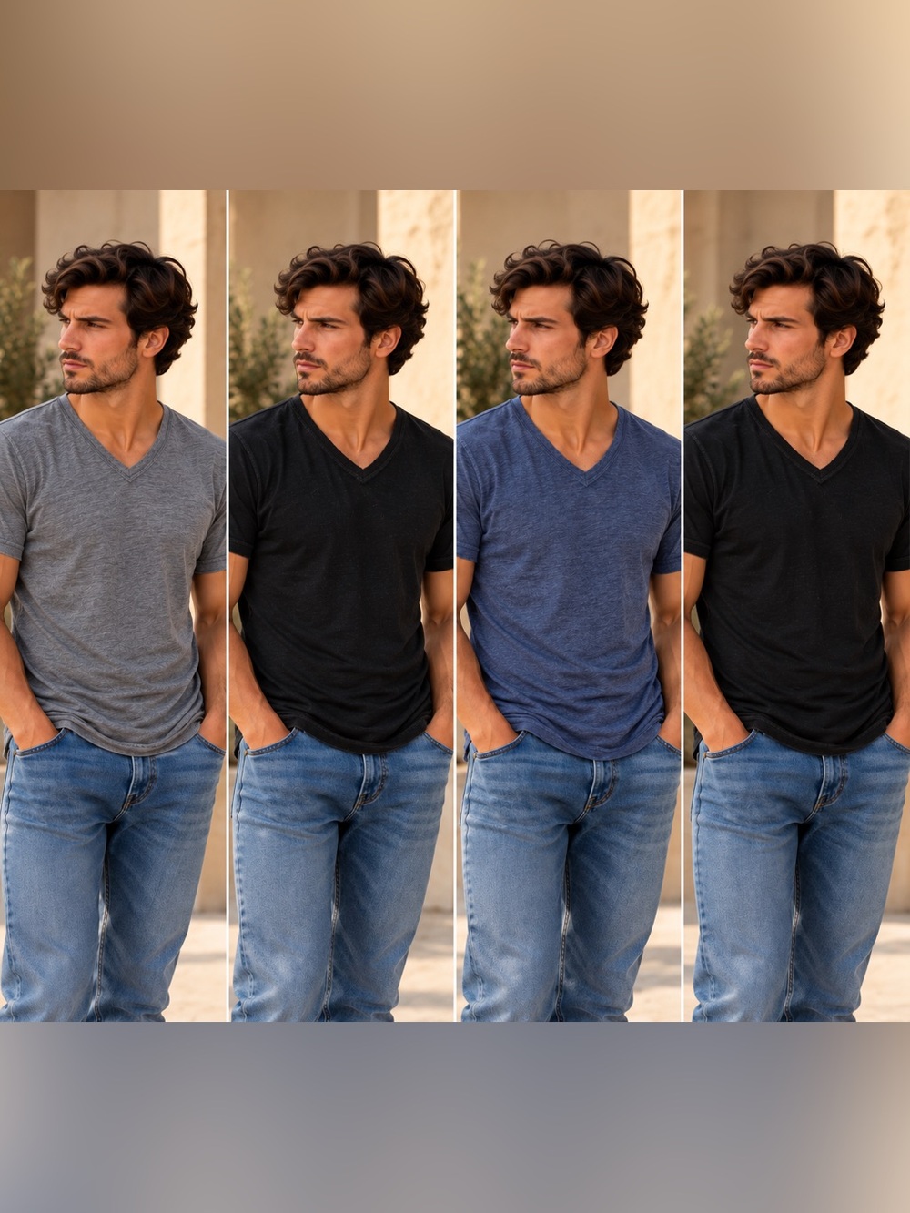 Express One Eleven V-Neck Tee Lot of 4 Men's Size S Black Heather Navy Charcoal